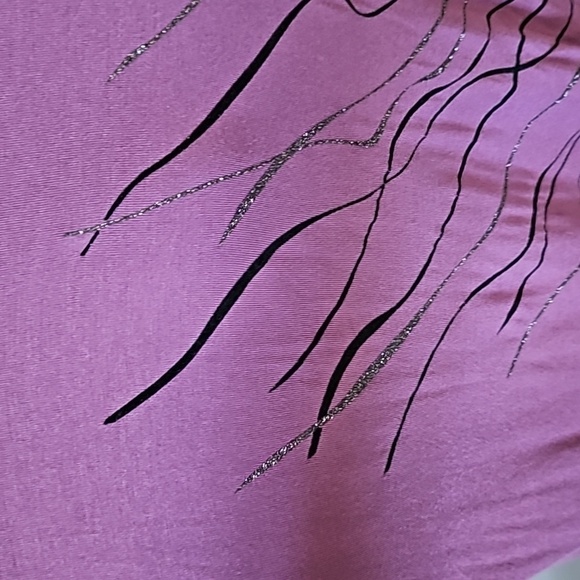 Apt. 9 Purple Short Sleeve Tee with Black and Glitter Silver Design - Picture 4 of 15